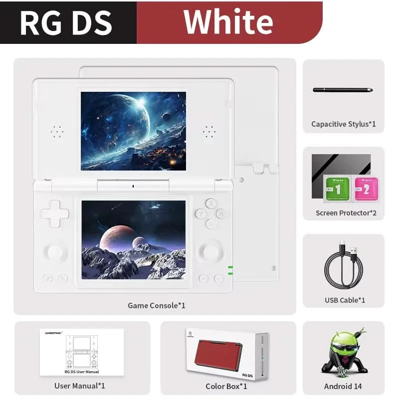 ANBERNIC RG DS Handheld Game Console 4" IPS Multi-touch Screen Android RK3568 64-bit 4000mAh Dual-screen Flip Video Games Player