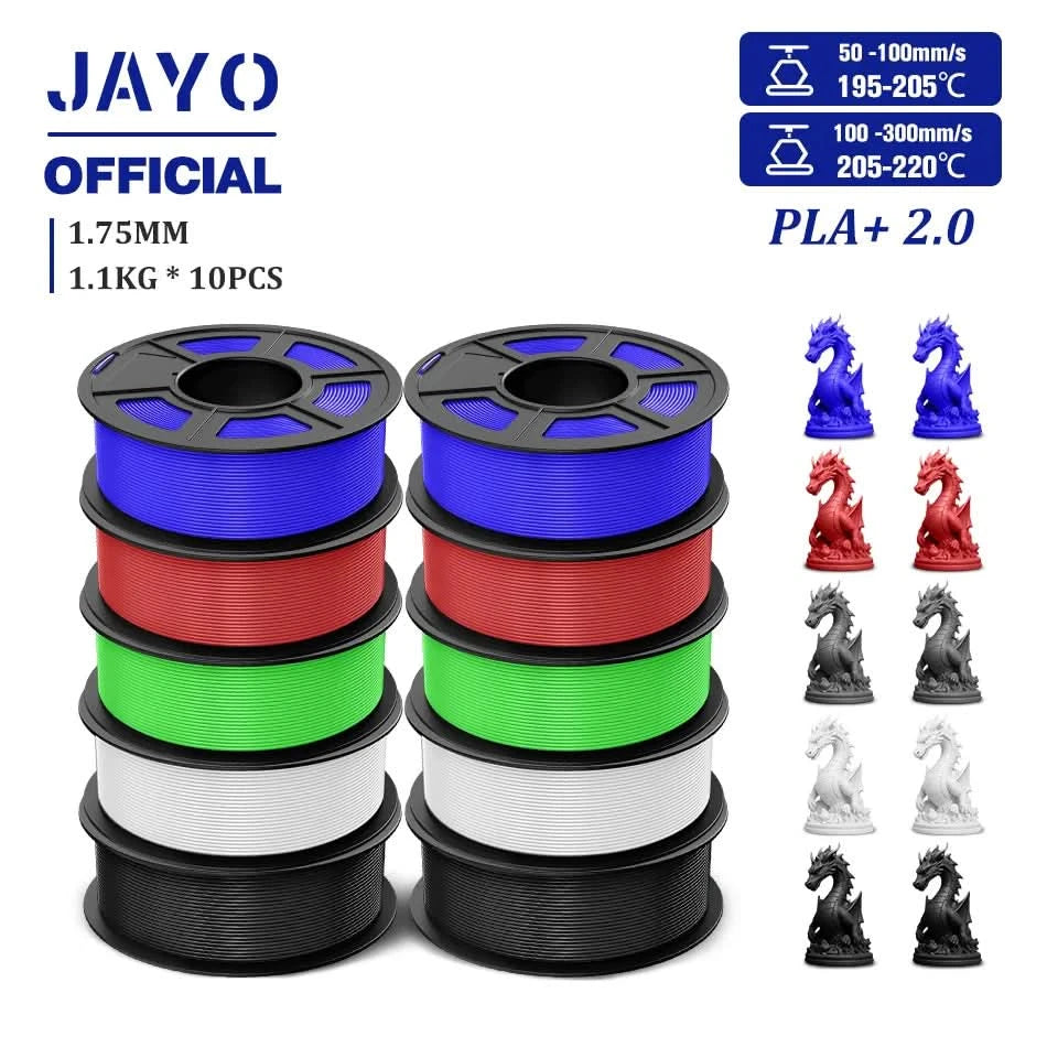 JAYO 3D Filament 1.75mm PLA / PLA Plus / PLA Meta/ Silk PLA+/PLA Matte 3D Prnter Filament 1.1KG For FDM Multicolor Set 10Rolls