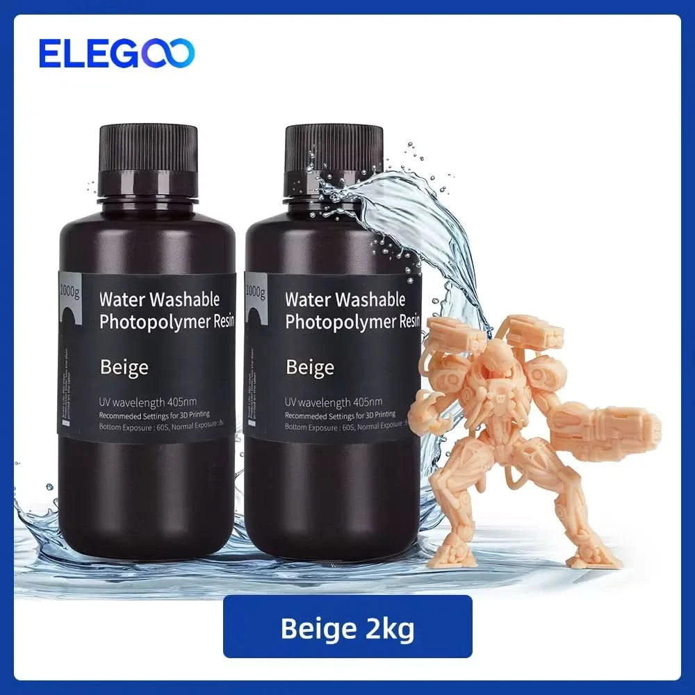 ELEGOO Water Washable 3D Printer Resin LCD UV-Curing Resin 405nm Standard Photopolymer Resin for LCD 3D Printing 1000g 8 Colors