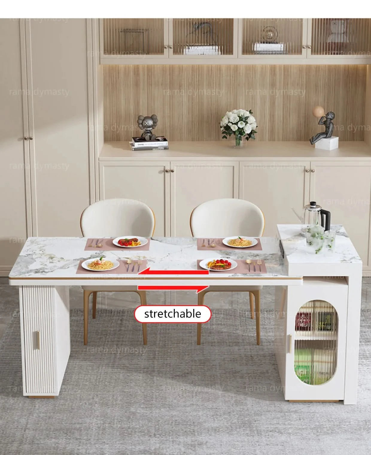 Rock Plate Dining Table Integrated Extendable Home Modern Light Luxury Dining Table With Storage Cabinet