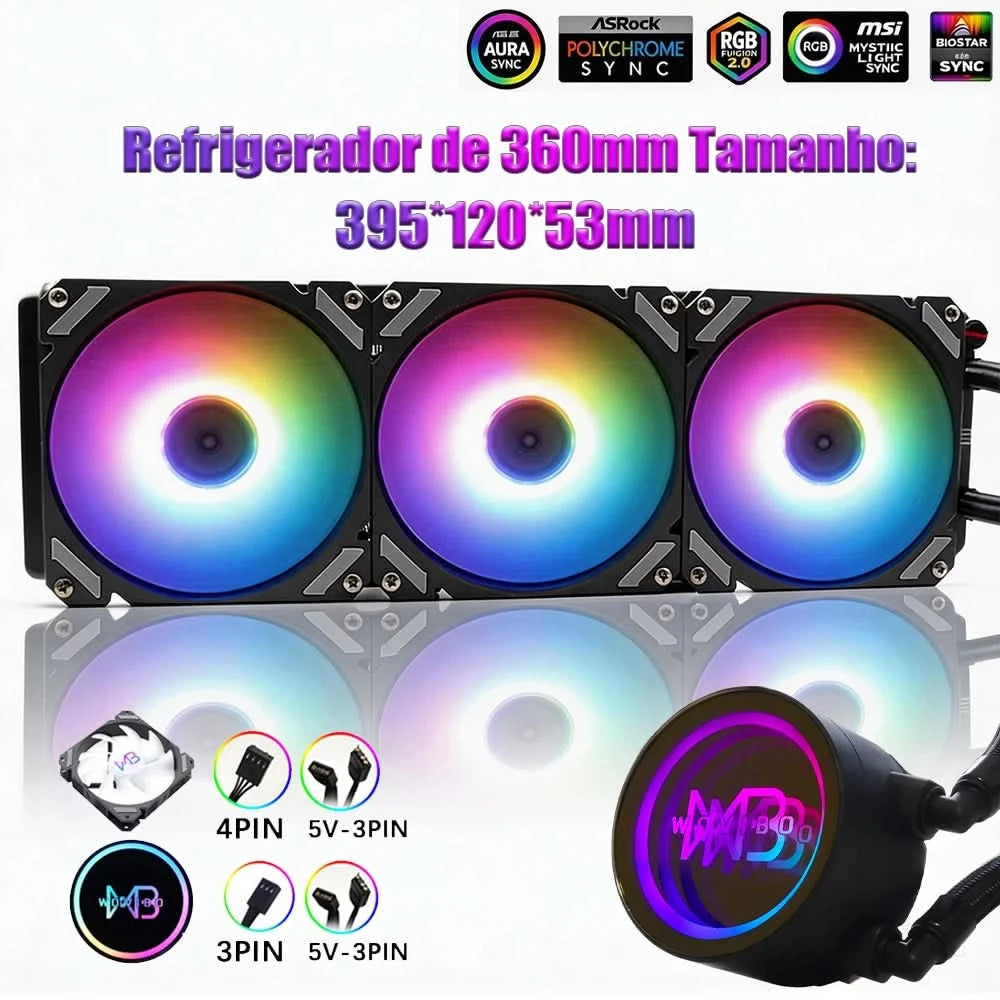 Wovibo Pc Cpu Water Cooler AIO Radiador 240mm 360mm ARGB RGB  Para Intel 115x 1200 1700 2011 X79 X99 AMD AM4 AM5 Ventilador