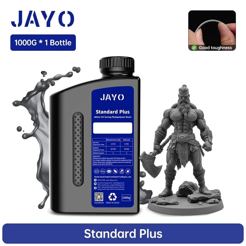 JAYO UV Resin ABS Like/Standard/Plant based/Nylon Like/Water-Wash 1KG 405nm Liquid Rapid UV Curing For LCD 3D Printing Material