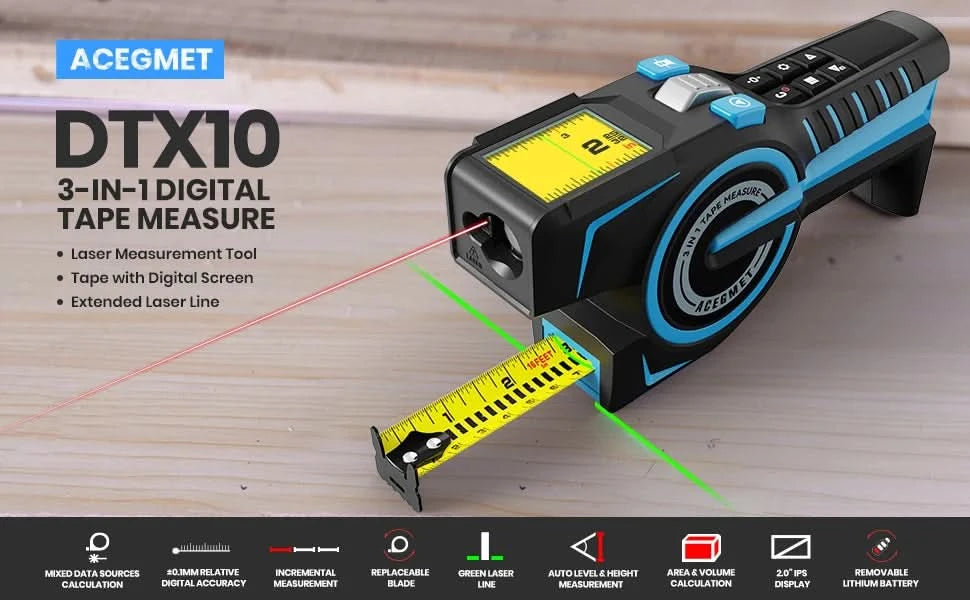 Laser Tape Measure 100M Professional Laser Distance Meter with Instant Digital Readout, Green Laser Line Marking