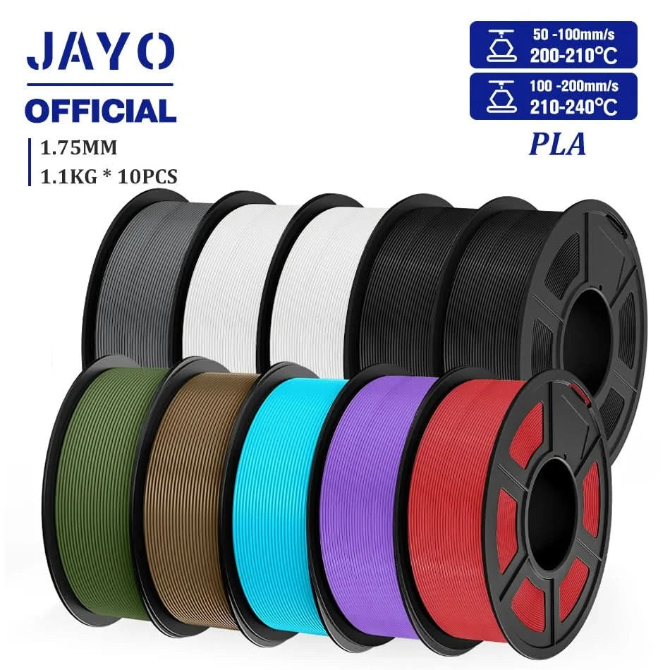 JAYO PLA Filament 1.75MM 10Rolls/set PLA 3D Printer Filament Multicolor For FDM 3D Printers Neatly Wound 3D Printing Materials