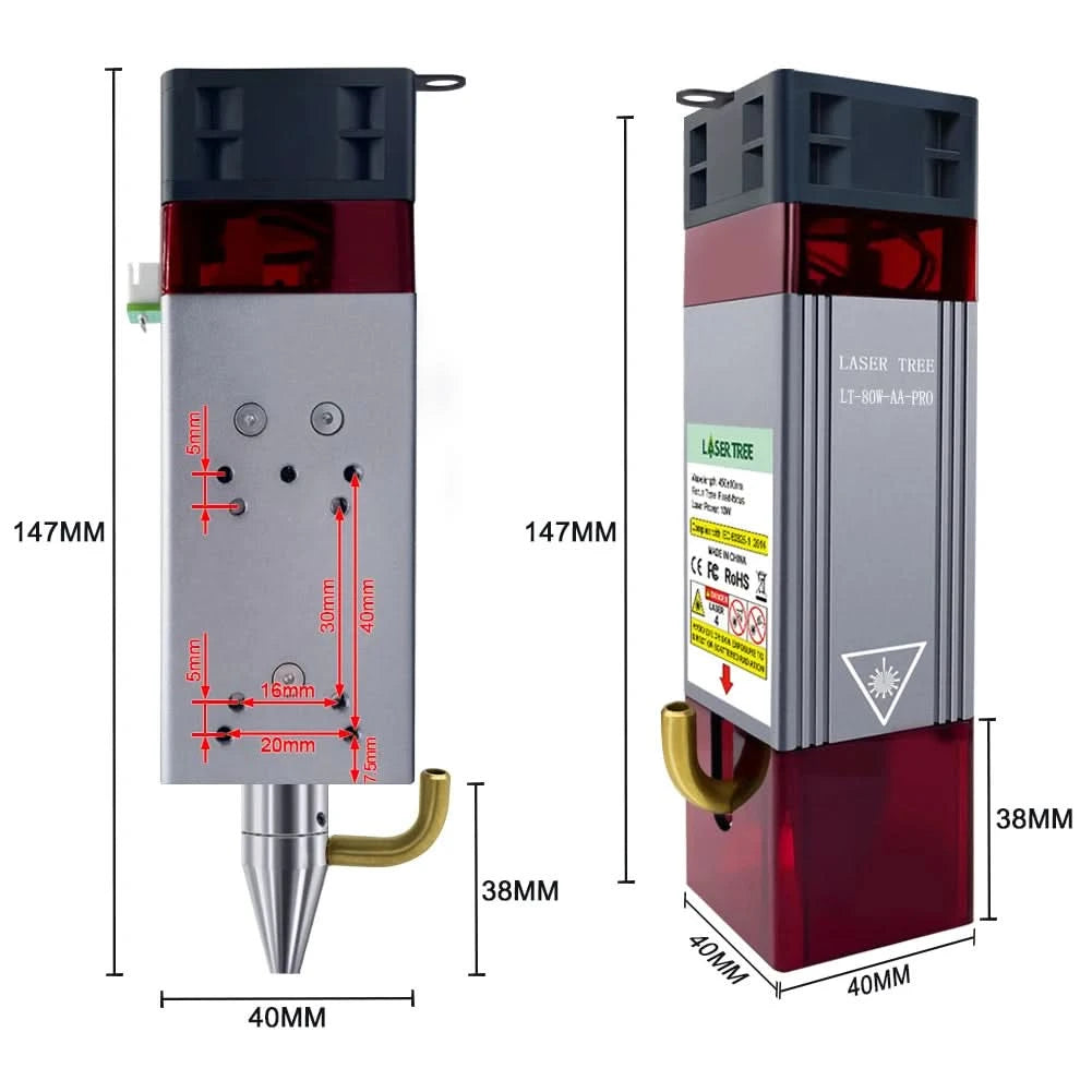 LASER TREE Laser Module 4W 5W 10W Optical Power with Air Assist Laser Head 450nm TTL Blue Light Engraver Cutting Wood DIY Tools