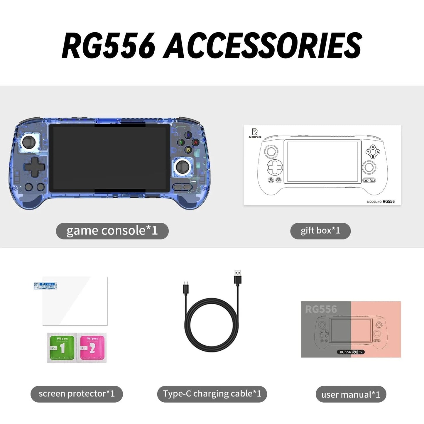ANBERNIC RG556 Handheld Game Console 5.48 Inch AMOLED Screen 1080*1920 Android 13 RAM8G+128G PS2Game 5G WIFI 512G 80000Games