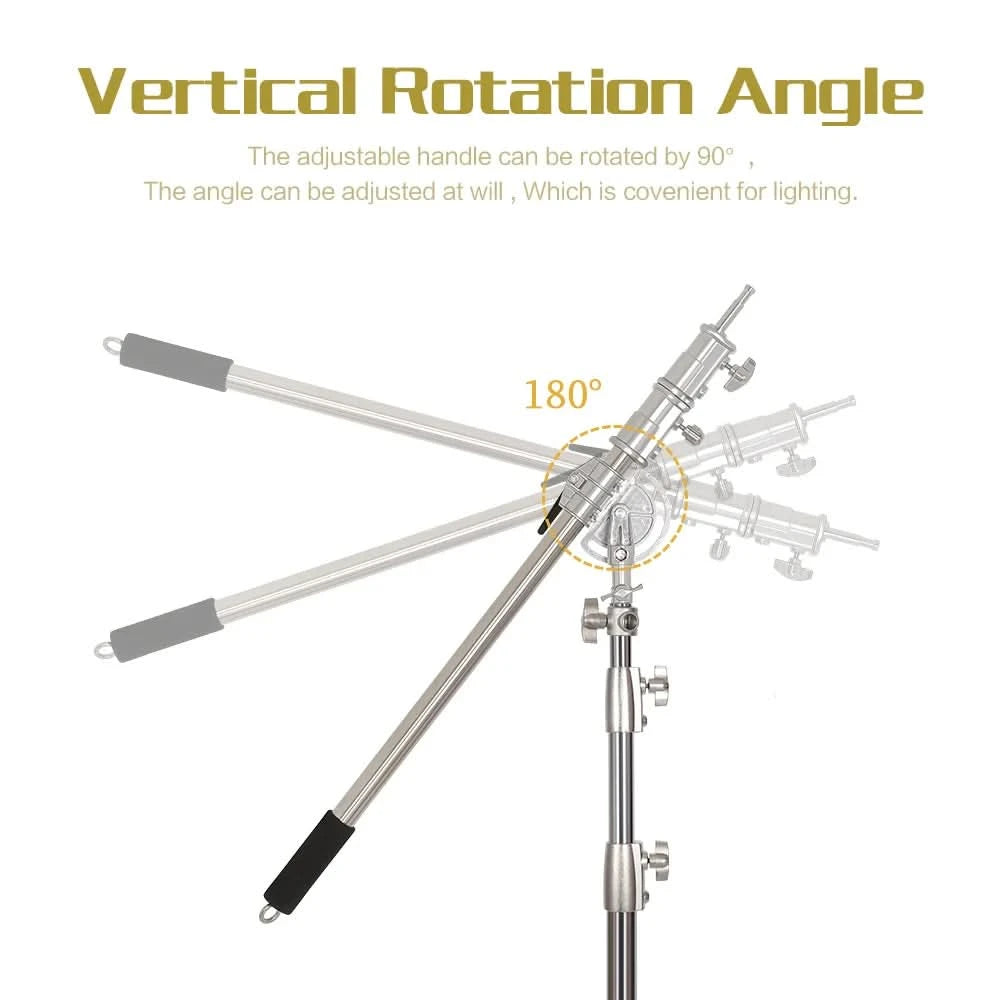 2.49M Length Cross Arm Stainless Steel Kit Light Stand With Weight Bag Photo Studio Accessories Extension Rod
