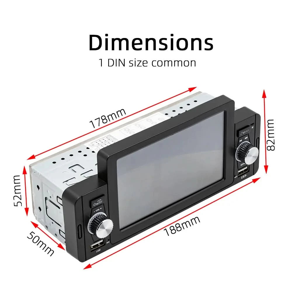 ESSGOO Rádio de Carro 1 Din Tela de 5" Sensível ao Toque  MP5 Multimídia Espelhamento Tela Navegação e Câmera Ré