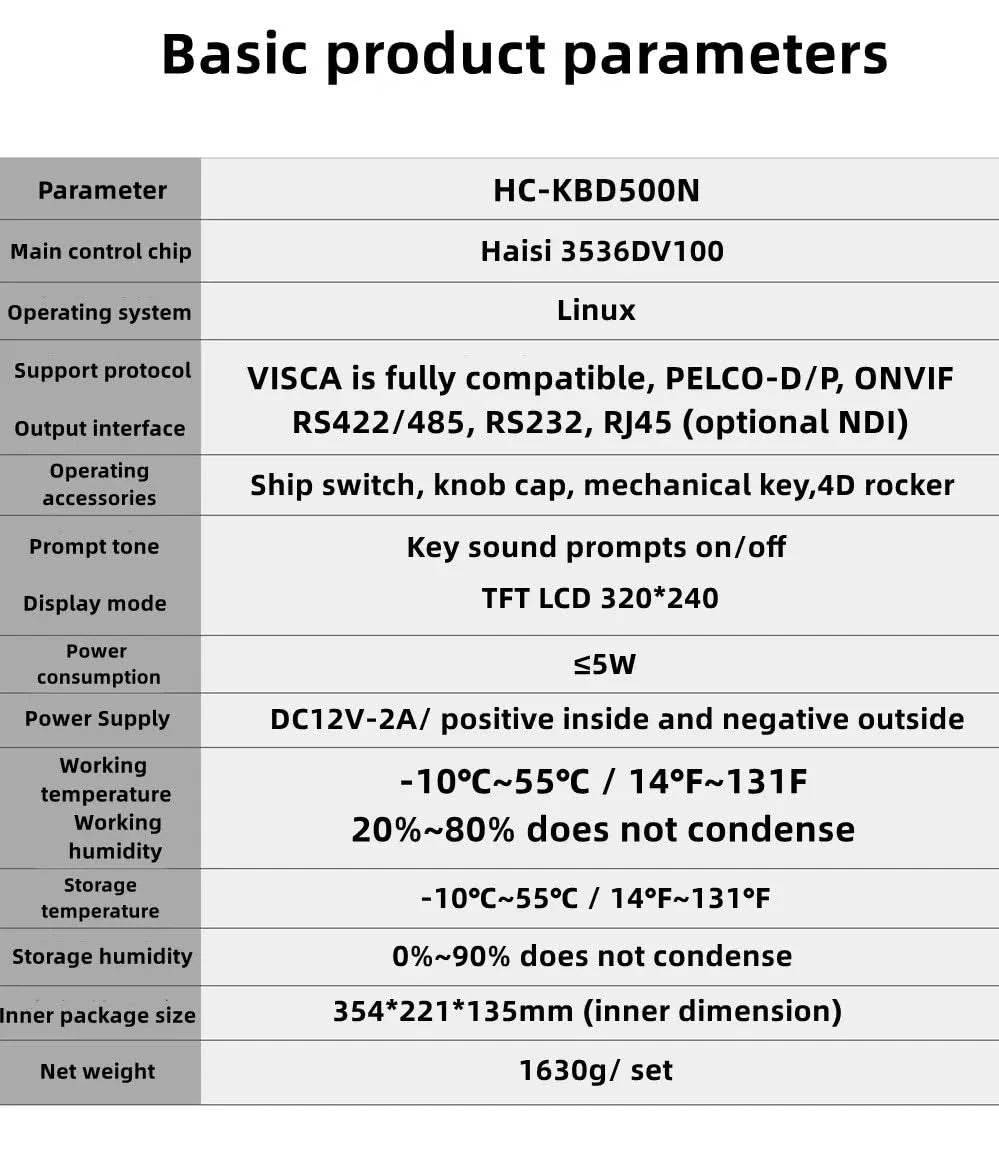 HCSTVCON NDI Joystick Controller Keyboard 3D Controller Video Conference Church Live Streaming PTZ Camera Control 255 Presets