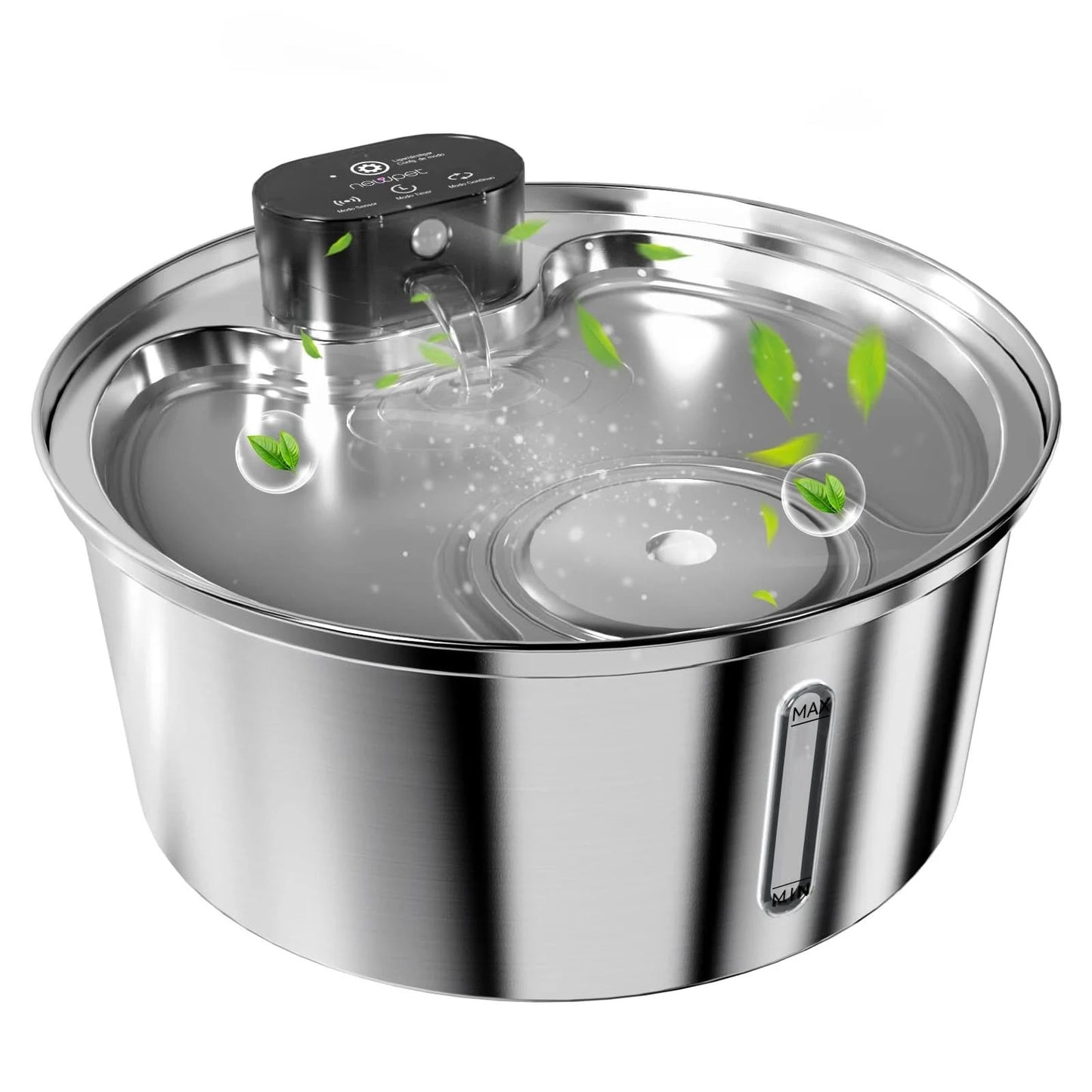 Newpet 7.5L Automatic Stainless Steel Dog Water Fountain 5000mAh Wireless Pet Drinker Battery & Sensor 2 in 1 Dispenser for Dog