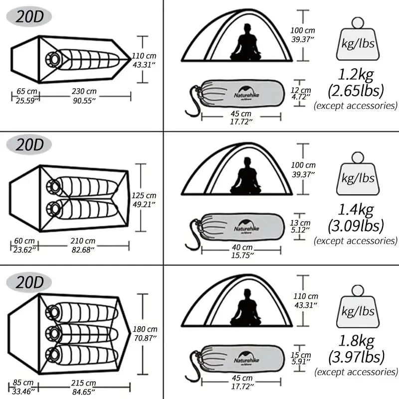 Naturehike Brazil Cloud Up 1-2-3P Camping Travel Backpack Outdoor Ultralight Waterproof Tent Camping Beach Tent