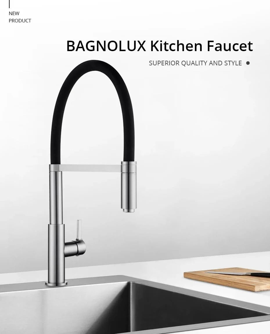 Smesiteli Kitchen Faucets Round Matte Black Brass Single Handle Single Hole 360 Degree Swivel Mixer Sink Tap Pull Out Down Taps