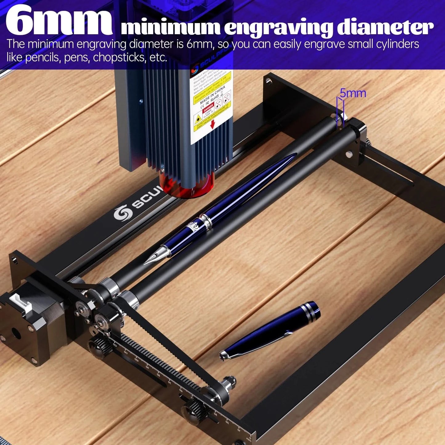 SCULPFUN S9/S10 Laser Rotary Roller Engraver Y-axis Rotary Roller for 6-150mm Engraving Cylindrical Objects 360° Rotating