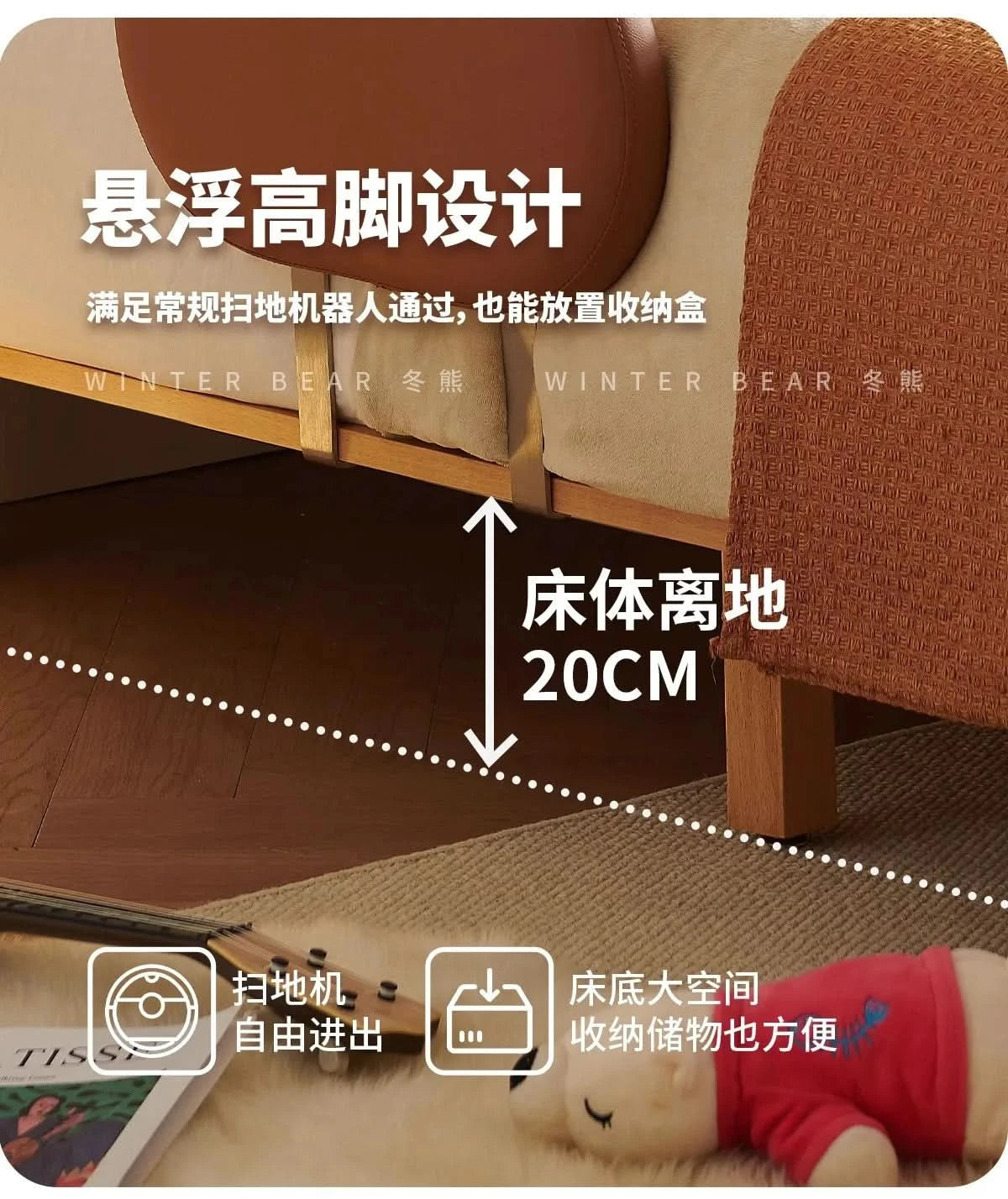 Boys and girls bed small apartment single bed 1.5 meters simple full solid wood tatami no bedside children's bed