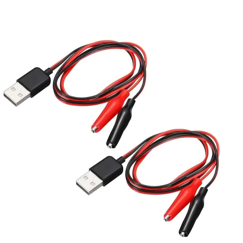 2pcs USB to Alligator Clip Adapter Cable Male Female USB to Alligator Clip Probe USB Cables with Alligator Clip for Circuit Test