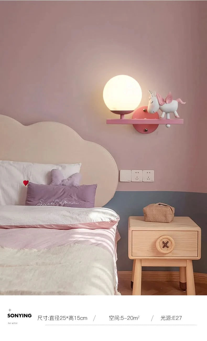 Children's Room Bedside Wall Lamp Girl Boy Wall Art Sconce Creative Cartoon Eye Protection Led Home Decoration Salon Home