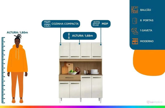 Kompaktküche Aramobile Cleo 8-türig