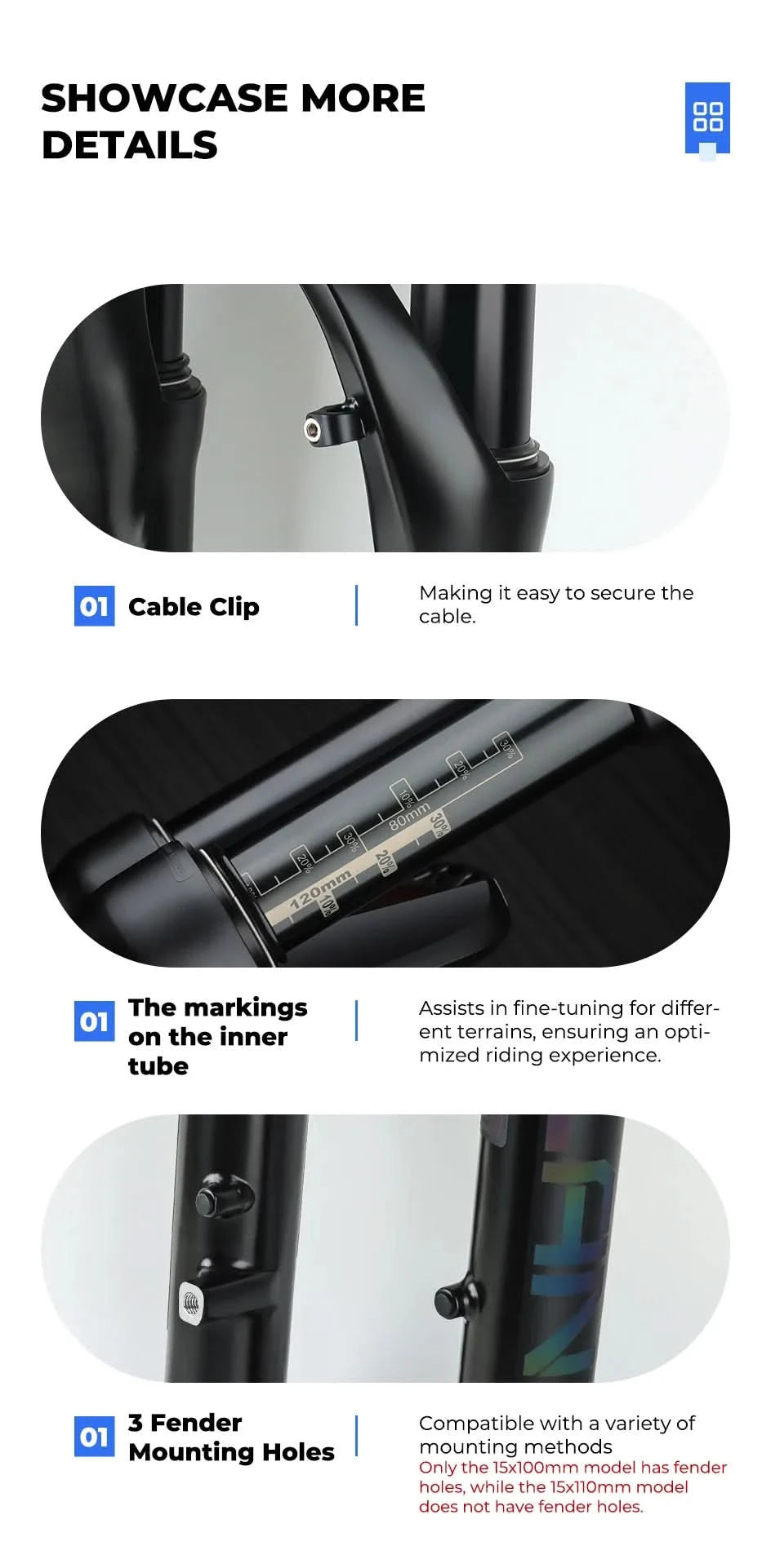 BOLANY 27.5/29inch Boost Bicycle Fork Thru Axle 100/110mm 34mm Tube Tapered Rebound Adjustment 120/140mm Travel Suspension Fork