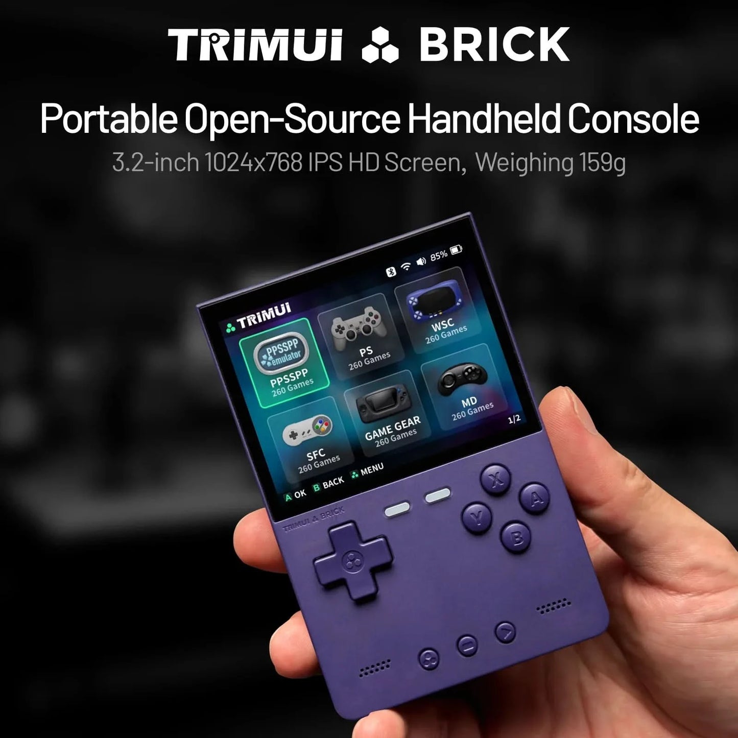 TRIMUI BRICK Handheld Game Console Portable Retro Video Player Game Console Linux System 3000mAh Long-life Battery LED Boy Gifts