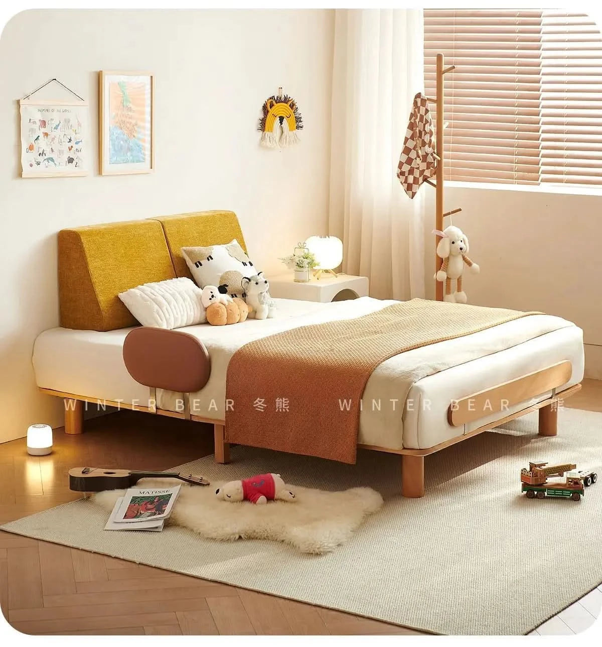 Boys and girls bed small apartment single bed 1.5 meters simple full solid wood tatami no bedside children's bed