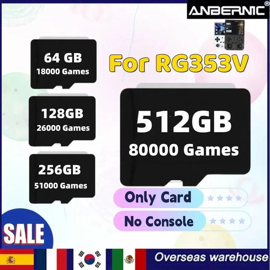 HOT 512GB TF-Karte mit vorinstallierten Spielen für ANBERNIC RG353V RG353VS Tasche Karte für 512G 256G 128G 64G Retro Handheld-Spiel