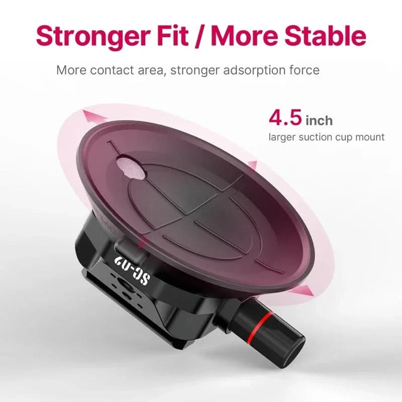 Ulanzi Car Phone Action Camera Holder Hand Pump Suction Cup 360° Adjustable 1/4" for GoPro for Insta360 DJI Action Smart Phone
