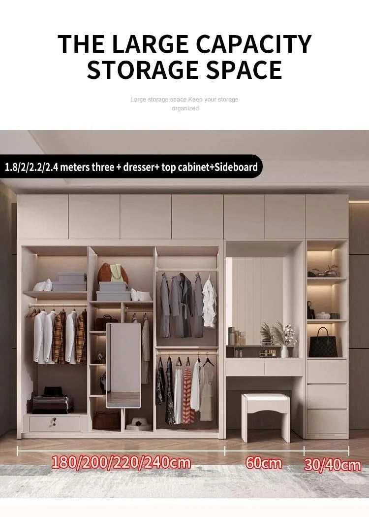 Sliding Door WardrobeNordic Modern Home Furniture Bedroom Desk Dresser In One Combination Light Luxury Corner Wardrobe furniture