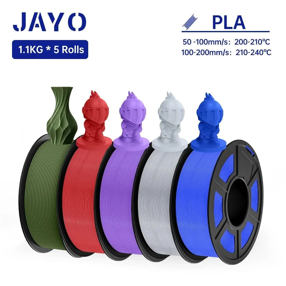 JAYO PLA Filament 1.75MM 5Rolls 3D Printer Filament PLA 100% No Bubble for FDM Coloful 3D Printing Material DIY Gift