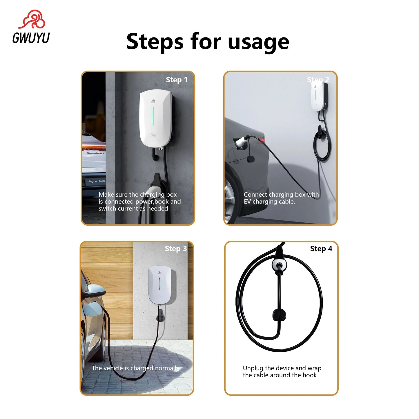 Wallbox EV Charger 32A 7KW 16A 11KW 22KW 3Phase Electric Vehicle Charging Station Type2 IEC62196-2 Socket 5m Cable Plug and Play