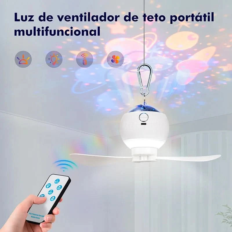 With LED Fan Light, 3 Speed Remote Control, Portable Travel, Easy to Install, Silent Room