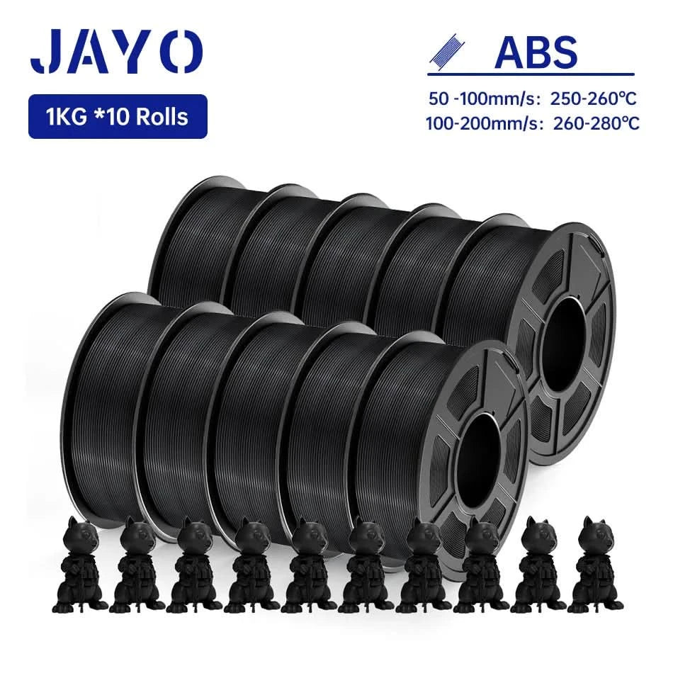 JAYO PLA / ABS / PETG / Silk / ASA /TPU /PLA+ Filament 10 Rolls 3D Printer Filament 1.75MM 0.65/1/1.1KG Neatly Wound 3D Filament