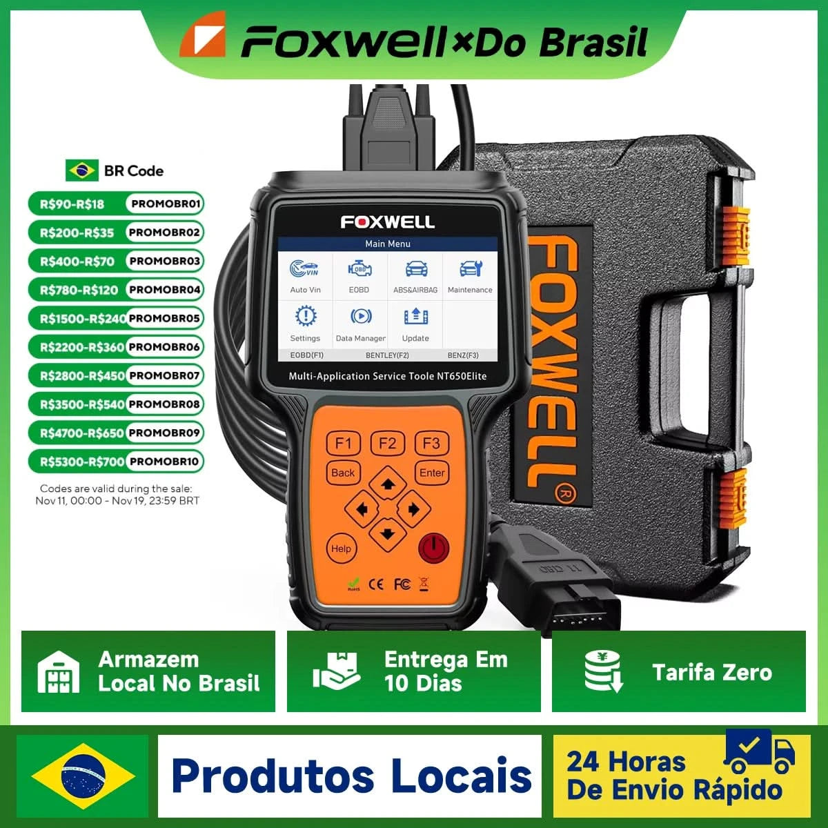 FOXWELL NT650 Elite Wireless OBD2 Automotive Scanner SAS A/F OIL EPB BRT TPS 26+ Reset Professional Auto Car Diagnostic Tool