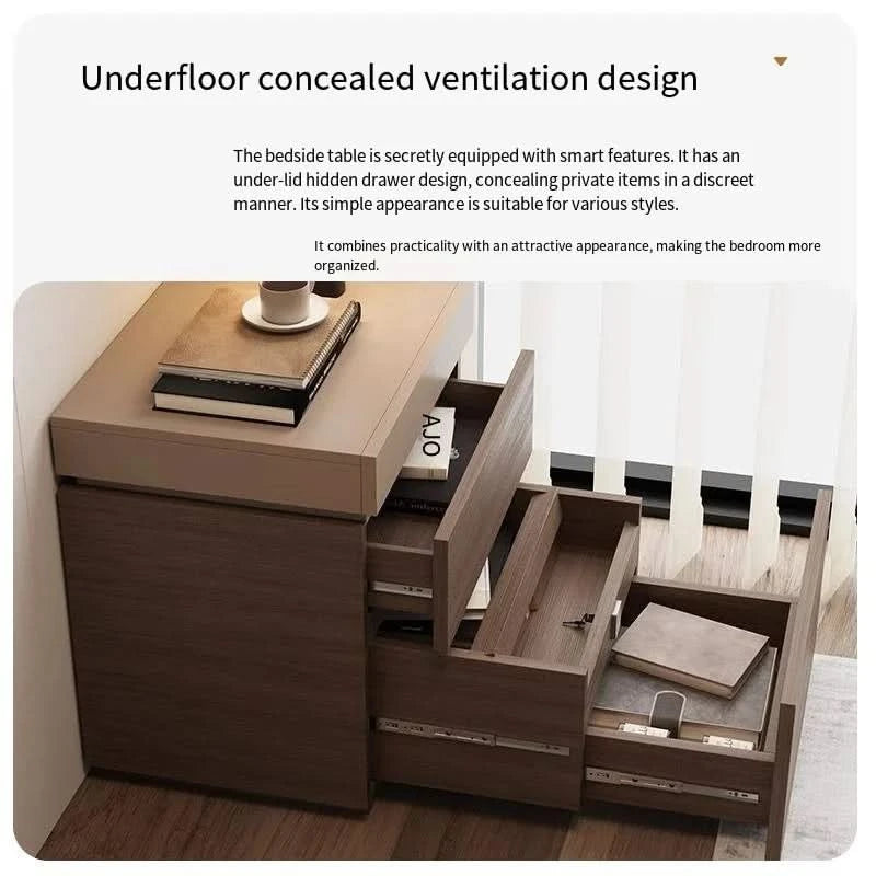 solid wood bedside cabinet multi-functional hidden compartment bedside hidden storage cabinet bedroom locker