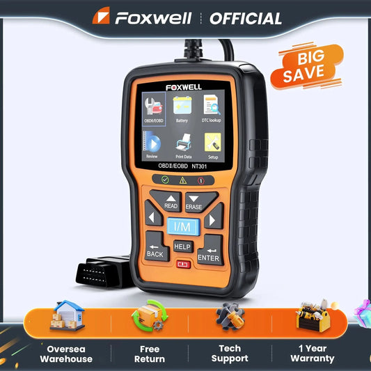 FOXWELL NT301 OBD2 Scanner Check Engine Code Reader Professional ODB2 OBD2 Automotive Scanner Car Diagnostic Tools PK ELM327