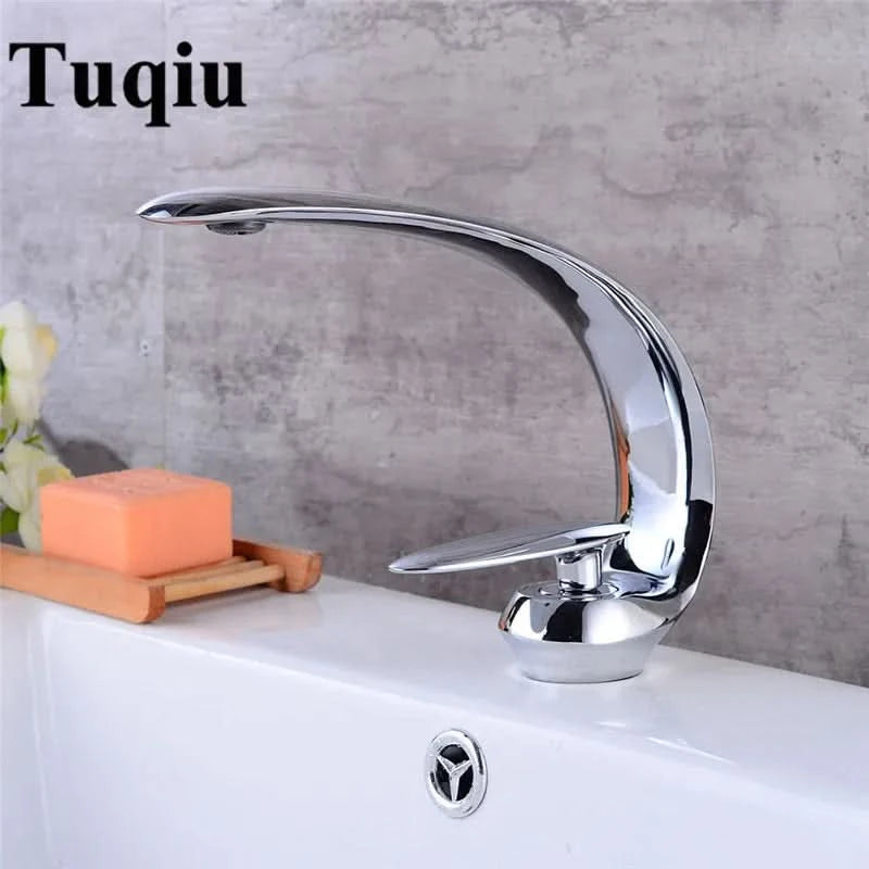 Rose Gold Basin Faucet Modern Bathroom Sink Mixer Tap Brass Wash basin Faucet Single Handle Single Hole  Crane For Bathroom