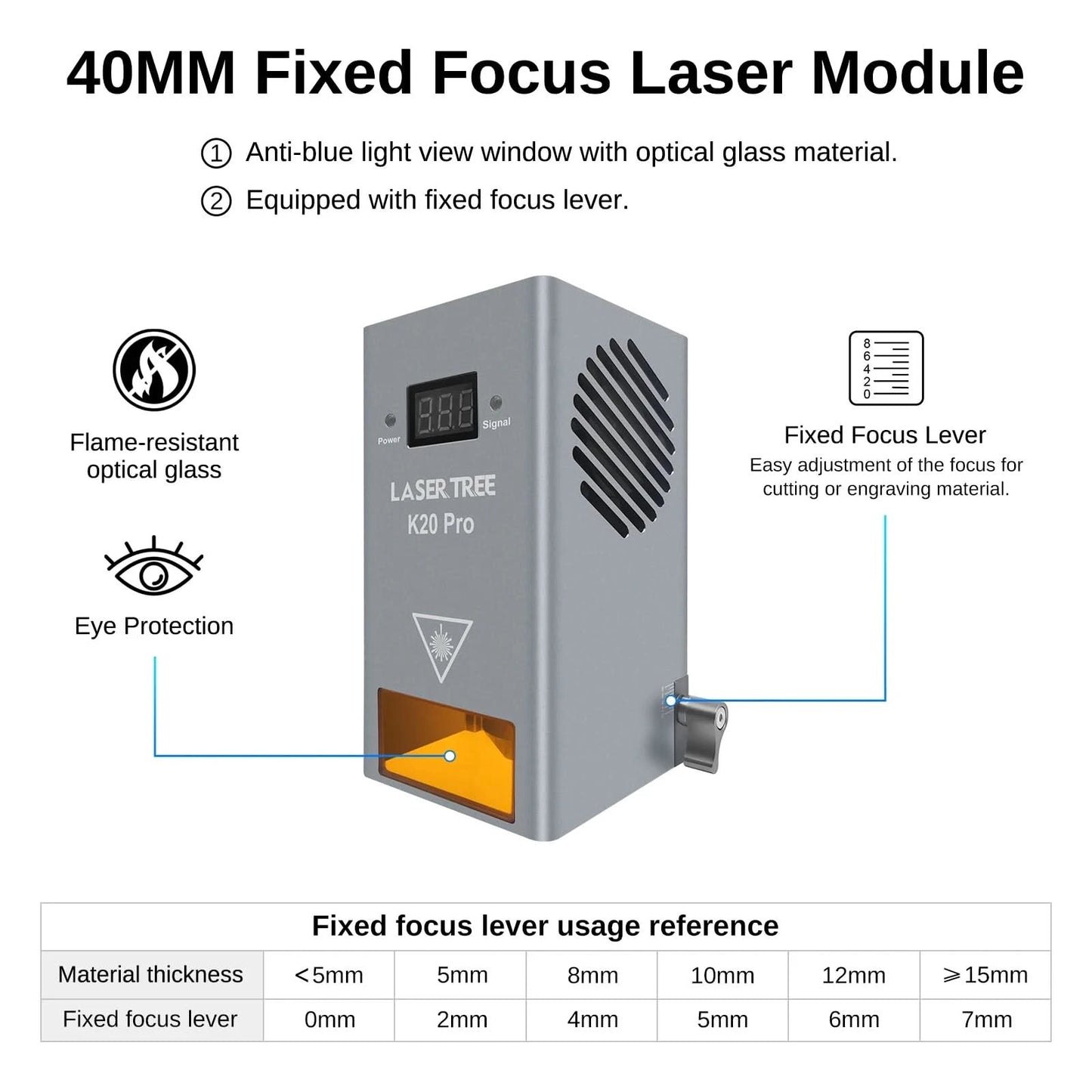 LASER TREE Laser Module 10W/20W/30W/40W Optical Power with Air Assist Laser Head TTL Blue Light for Engraver Cutting Wood Tools
