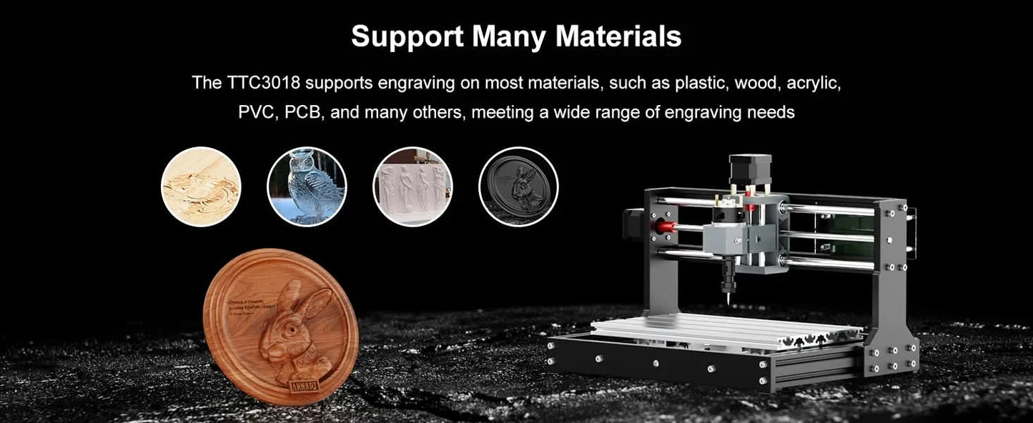 Twotrees TTC3018 CNC Milling Cutter Laser Engraving Machine CNC Router DIY Tool Metal Plastic Acrylic PVC Wood Board GRBL