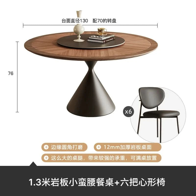 6 People Turntable Dining Table Vintage Legs Metal Design Round Coffee Table House Breakfast Juegos De Comedor Furnitures
