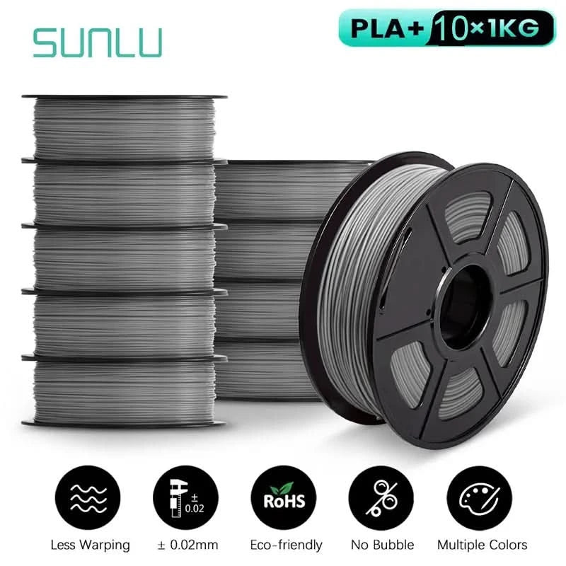 SUNLU 10KG 3D Filament PLA/PLA PLUS/PETG/Easy ABS Filamnet 1.75mm 10Roll 1KG Neatly Wound 3D Printer Filament for 3D Printer