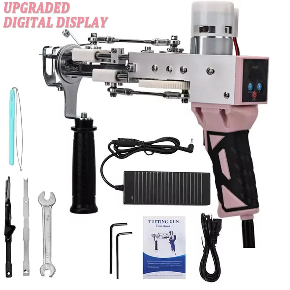 2 in 1 Tufting Gun Set Electric Touffing Pistol,7 – 21mm Tufting Pisto, with Wool Yarn and Tufting Canvas,Trimmer for Beginners