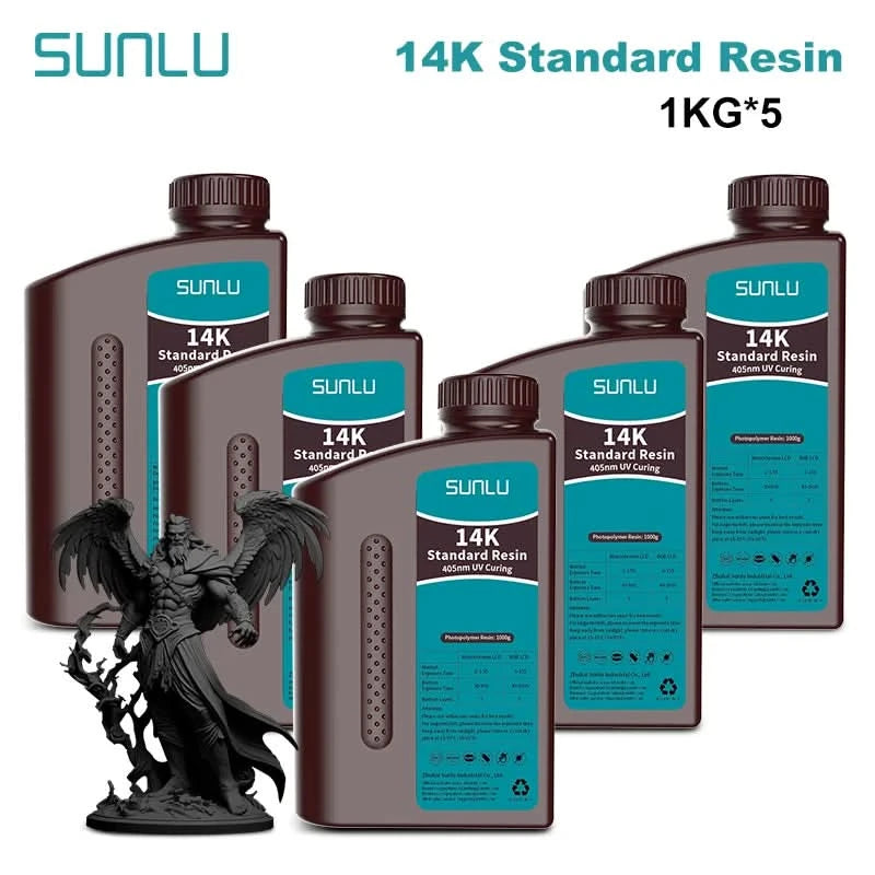SUNLU 5KG Standard Plus/14K Standard Resin 1KG/Bottle 405nm Rapid UV-Curing Photopolymer Resin For LCD 3D Printer Material
