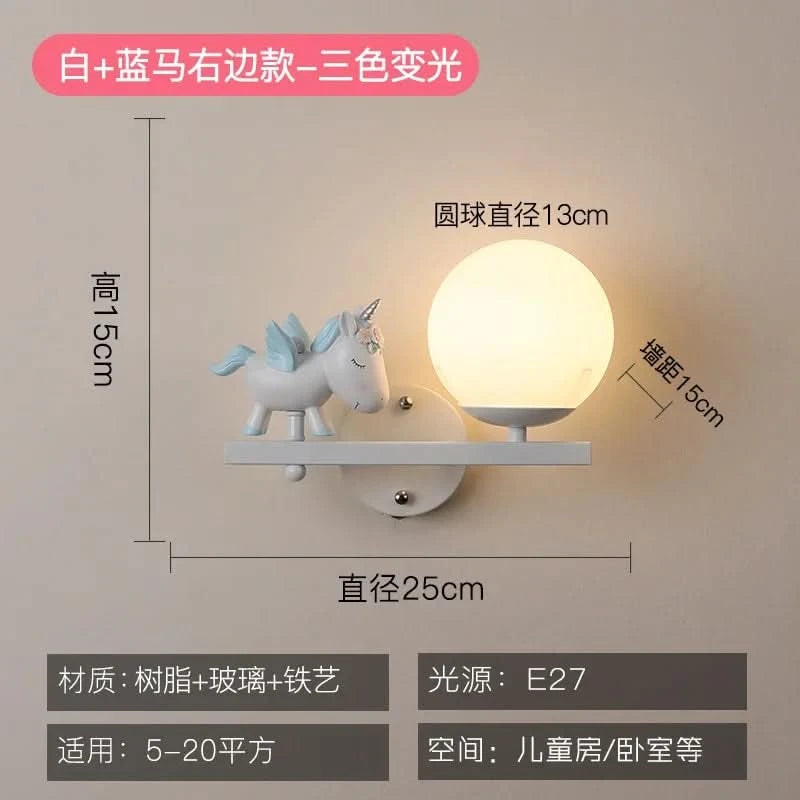 Children's Room Bedside Wall Lamp Girl Boy Wall Art Sconce Creative Cartoon Eye Protection Led Home Decoration Salon Home