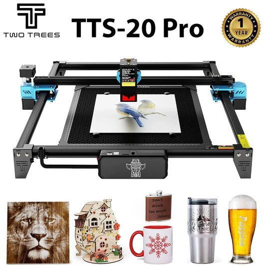 Twotrees TTS-20 Pro Metall-Lasergravurmaschine WiFi Offline-Steuerung 20W Blaulicht-CNC-Schneidemaschine Lasermarkiermaschine