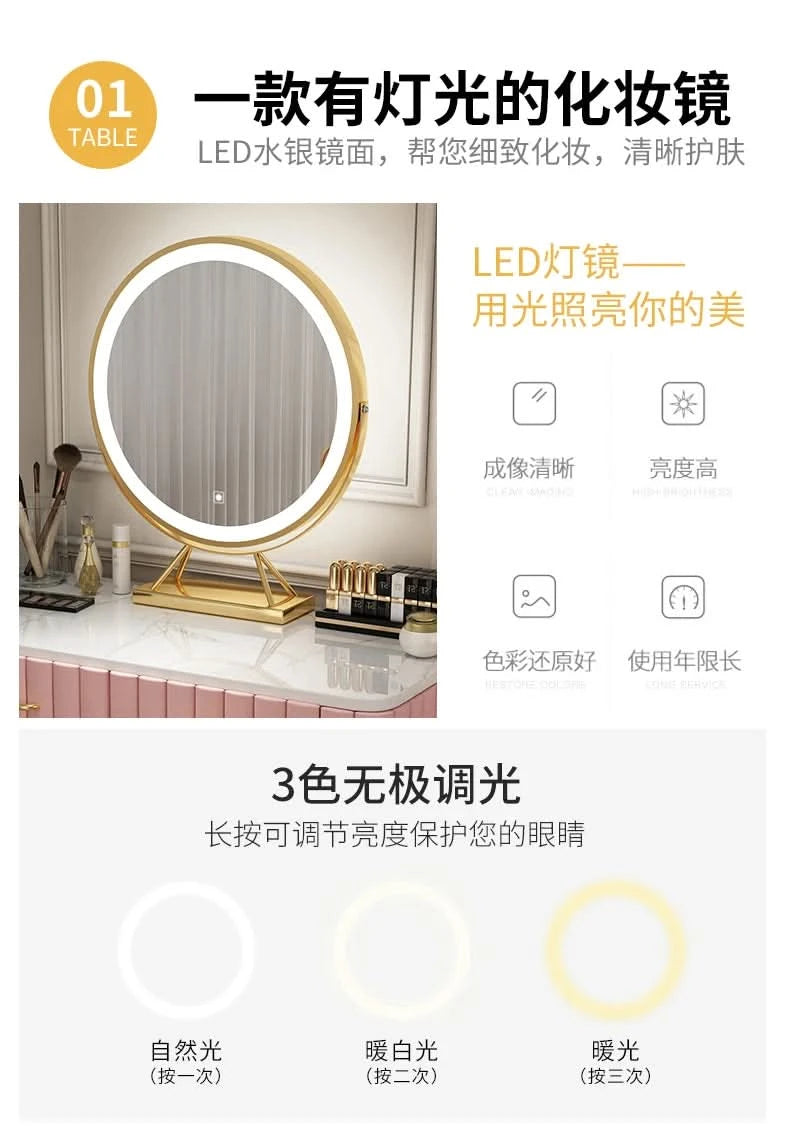 Modern Drawers Dressing Table Makeup Mirror Service Girl Pink Computer Vanity Table Living Room Vestidores Postmodern Furniture