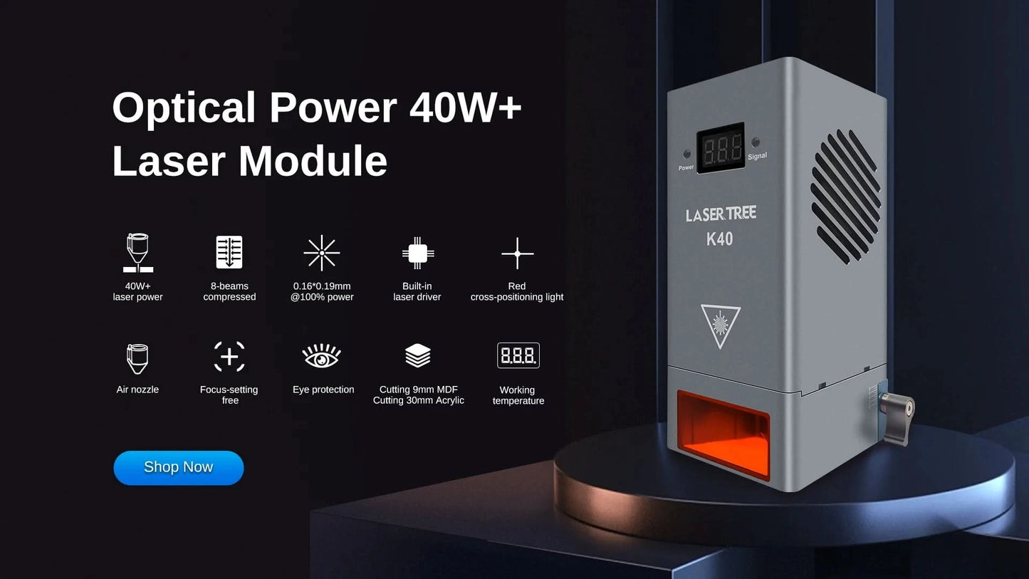 LASER TREE Laser Module 10W/20W/30W/40W Optical Power with Air Assist Laser Head TTL Blue Light for Engraver Cutting Wood Tools