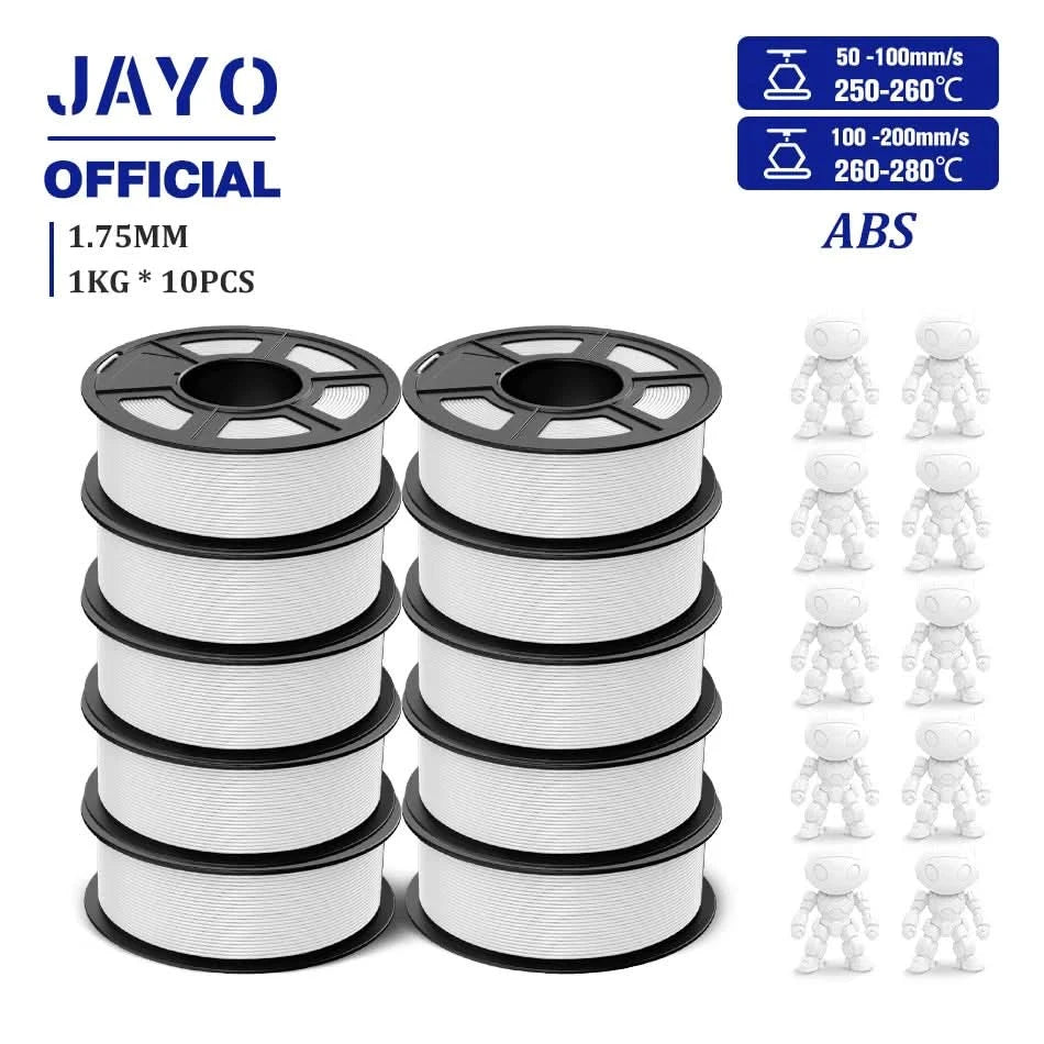 JAYO ABS Filament 1.75mm 3D Printer Filament 10Rolls For FDM 3D Printers 3D Pen Filament Refills 1KG/Roll 3D Printing Materials