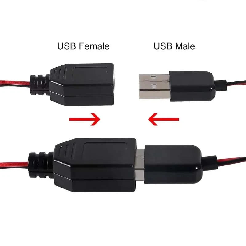 2pcs USB to Alligator Clip Adapter Cable Male Female USB to Alligator Clip Probe USB Cables with Alligator Clip for Circuit Test