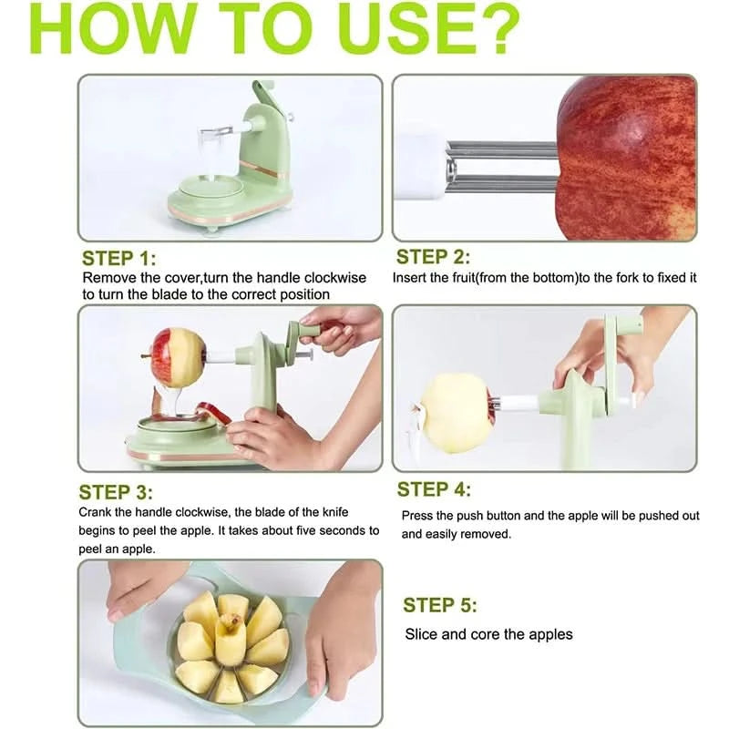 LMETJMA Multi-Function Apple Peeler Rotary Apple Pear Peeler Stainless Steel Apple Mango Potato Peeler with Suction Base JT185