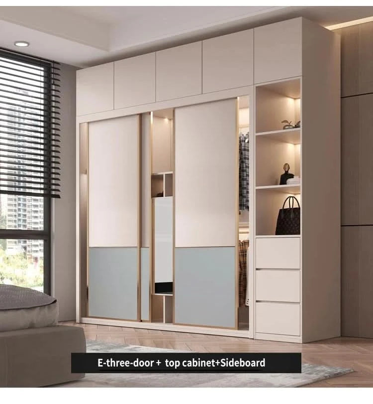 Sliding Door WardrobeNordic Modern Home Furniture Bedroom Desk Dresser In One Combination Light Luxury Corner Wardrobe furniture