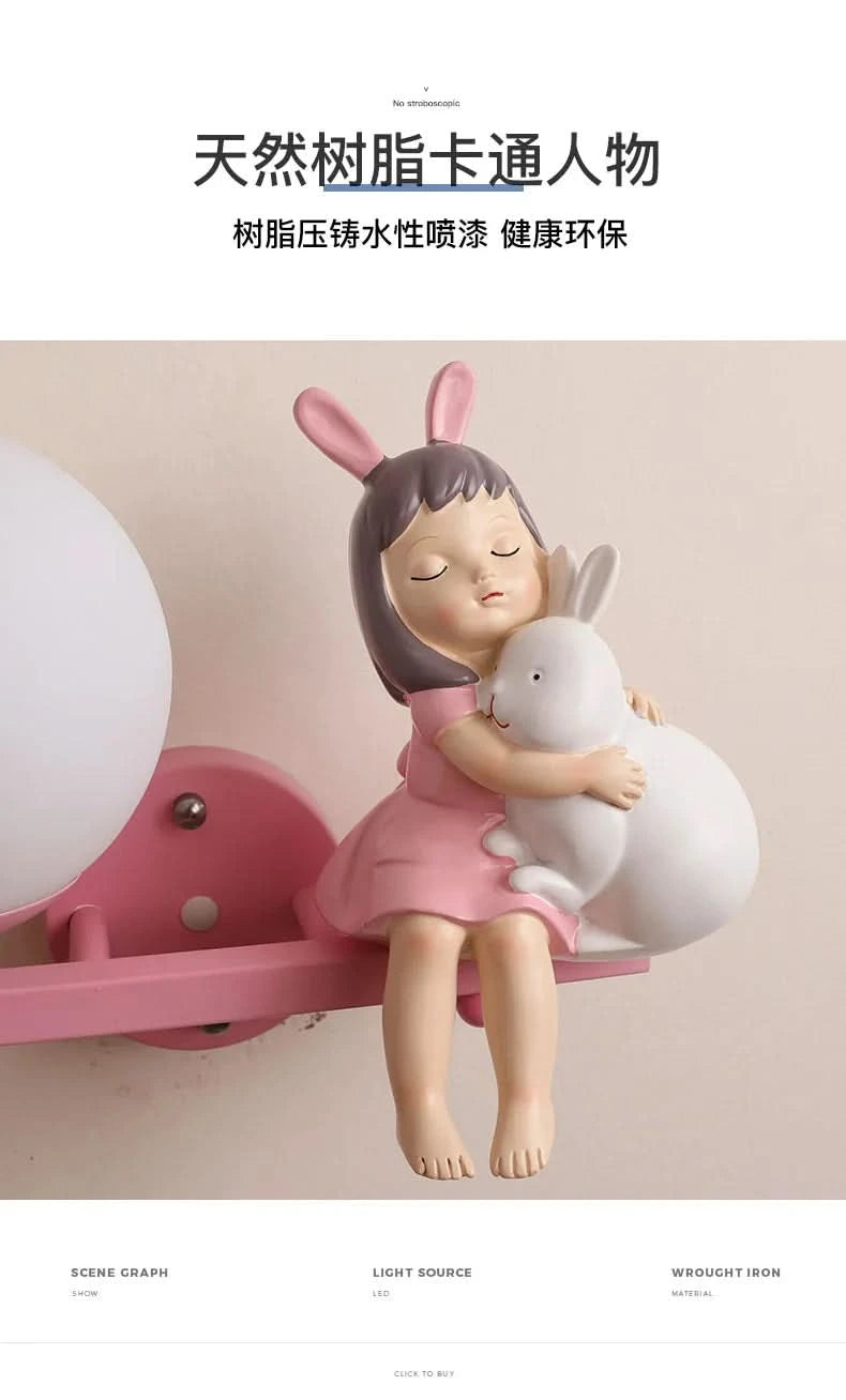 Children's Room Bedside Wall Lamp Girl Boy Wall Art Sconce Creative Cartoon Eye Protection Led Home Decoration Salon Home